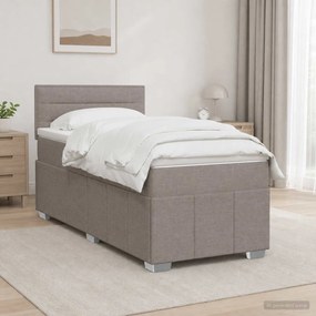 vidaXL Κρεβάτι box spring με στρώμα Taupe 90 x 200 cm Ύφασμα