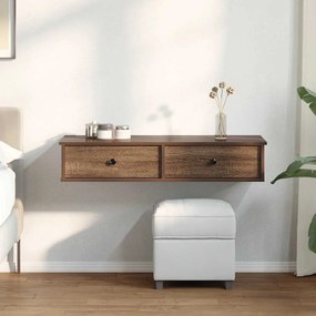 Ράφι τοίχου με συρτάρια καφέ δρυς 100x37,5x19 cm Ξύλο μηχανής - Καφέ