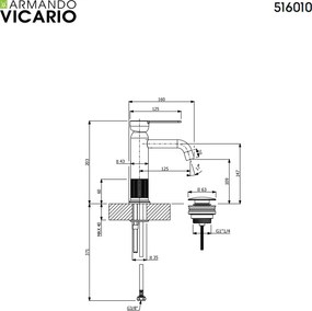Armando Vicario Lumiere 516010 Gold Brushed – Μπαταρία νιπτήρα