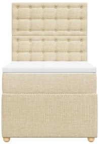 vidaXL Κρεβάτι Boxspring με Στρώμα Κρεμ 90x190 εκ.Υφασμάτινο