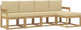 vidaXL Σειρά Καναπέ Εξωτερικού με μαξιλάρι 5 pcs Λευκό και Μπεζ