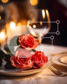 Σετ των 2 Intra Συλλεκτικό Ξύλινο Παζλ Plywood 4mm - Ρομαντικό δείπνο με τριαντάφυλλα και κρασί Σε Ξύλινο Κουτί - Διαστάσεις: 10x10 cm – 25 κομμάτια