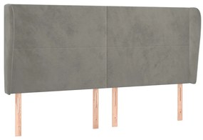 vidaXL Κεφαλάρι με Πτερύγια Ανοιχτό Γκρι 183x23x118/128 εκ. Βελούδινο