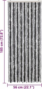 vidaXL Σήτα Εντόμων Γκρι &amp; Μαύρη 56 x 185 εκ. από Σενίλ
