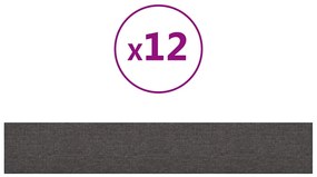 vidaXL Πάνελ Τοίχου 12 τεμ. Σκούρο Γκρι 90 x 15 εκ. 1,62 μ Υφασμα