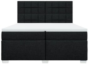 vidaXL Κρεβάτι Boxspring με Στρώμα Μαύρο 200x200 εκ. Υφασμάτινο