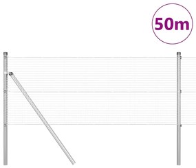 vidaXL Φράχτης με Στήλες. Ασημί 0.4 x 50 μ. Ατσάλι