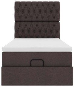 Οθωμανικό κρεβάτι με στρώμα &amp; LEDs Σκούρο καφέ 90x190cm ύφασμα 3314054