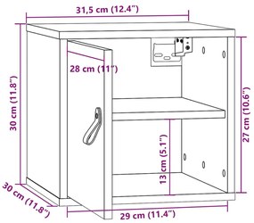 Ντουλάπι Τοίχου Μαύρο 31,5x30x30 εκ. από Μασίφ Ξύλο Πεύκου - Μαύρο