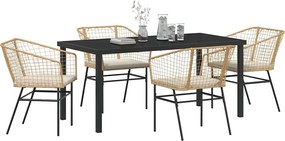vidaXL Σέτ φαγητού για κήπο 5 pcs Καφέ συνθετικό ρατάν