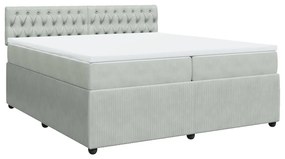 vidaXL Κρεβάτι Boxspring με Στρώμα Ανοιχτό Γκρι 200x200 εκ. Βελούδινο