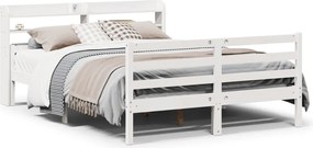 vidaXL Πλαίσιο Κρεβατιού Κεφαλάρι Λευκό 150x200εκ Μασίφ Πεύκο