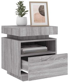 vidaXL Κομοδίνα με Φώτα LED 2 τεμ. Γκρι Sonoma 40x39x48,5 εκ.