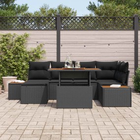 vidaXL Σετ Καναπέ Κήπου με αποθήκευση 7 pcs Μαύρο Πολυ ράταν