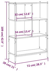 Βιβλιοθήκη Γκρι Sonoma 72x28x109 εκ. από Επεξεργασμένο Ξύλο - Γκρι