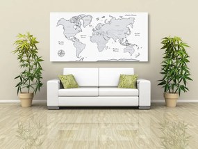 Εικόνα όμορφο ασπρόμαυρο παγκόσμιο χάρτη - 120x60