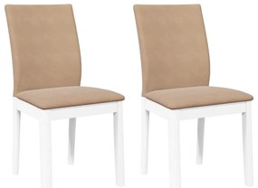 vidaXL Καρέκλες τραπεζαρίας με μαξιλάρια 2 τεμάχια Λευκό μασίφ ξύλο
