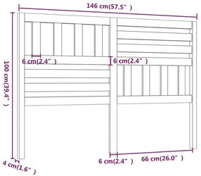 vidaXL Κεφαλάρι κρεβατιού Γκρι 146x4x100 εκ. από Μασίφ Ξύλο Πεύκου