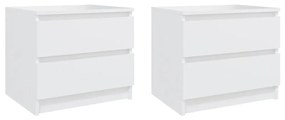 vidaXL Κομοδίνα 2 τεμ. Λευκά 50 x 39 x 43,5 εκ. από Μοριοσανίδα