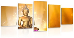 Εικόνα 5 μερών Άγαλμα του Βούδα σε λουλούδι λωτού - 100x50