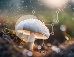 Intra Συλλεκτικό Ξύλινο Παζλ Plywood 4mm - Λευκό μανιτάρι με σταγονίδια νερού Σε Ξύλινο Κουτί - Διαστάσεις: 10x10 cm – 25 κομμάτια