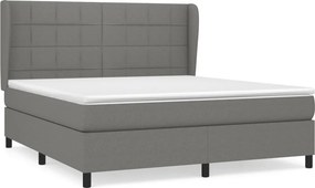 vidaXL Κρεβάτι Boxspring με Στρώμα Σκούρο Γκρι 180x200 εκ Υφασμάτιν