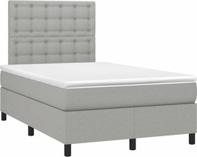 vidaXL Κρεβάτι Boxspring με Στρώμα Ανοιχτό Γκρι 120x190 εκ. Υφασμάτινο