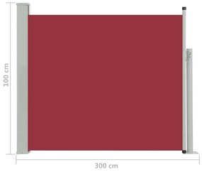 Σκίαστρο Πλαϊνό Συρόμενο Βεράντας Κόκκινο 100 x 300 εκ. - Κόκκινο