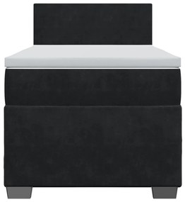 vidaXL Κρεβάτι Boxspring με Στρώμα Μαύρο 90x200 εκ. Βελούδινο