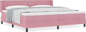 vidaXL Κρεβάτι με ελατήρια με κεφαλάρι Ροζ 200 x 200 cm Βελούδο