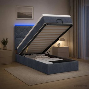 vidaXL Κρεβάτι Ottoman με Στρώμα και LED Σκούρο Γκρι 80 x 200 cm