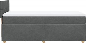 vidaXL Κρεβάτι Boxspring με Στρώμα Σκούρο Γκρι 90x200 εκ. Υφασμάτινο