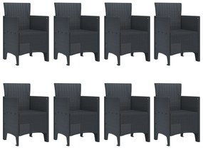 vidaXL Σετ Τραπεζαρίας Κήπου 9 Τεμαχίων Ανθρακί Συνθετικό Ρατάν