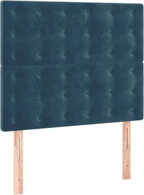 vidaXL Κρεβάτι Boxspring με Στρώμα Σκούρο Μπλε 90x190 εκ. Βελούδινο