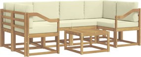 vidaXL Σειρά Καναπέ Εξωτερικού με μαξιλάρι 7 pcs Λευκό και Κρεμ