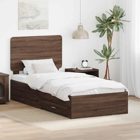 vidaXL Σκελετός Κρεβατιού Καφέ δρυς 75 x 190 cm Επεξεργασμένο ξύλο