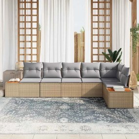 vidaXL Σετ Καναπέ Κήπου 6 pcs Μπέζ και Ανοιχτό Γκρι Πολυρατάν