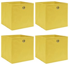 Κουτιά Αποθήκευσης 4 τεμ. Κίτρινα 32 x 32 x 32 εκ. Υφασμάτινα - Κίτρινο