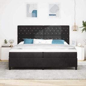 vidaXL Κρεβάτι με ελατήρια με στρώμα Μαύρο 200 x 200 cm Βελούδο