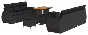 Σετ Καναπέ Κήπου με μαξιλάρι 10 pcs Μαύρο συνθετικό ρατάν