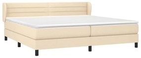 vidaXL Κρεβάτι Boxspring με Στρώμα Κρεμ 200x200 εκ. Υφασμάτινο