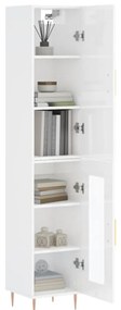 vidaXL Ντουλάπι Γυαλ. Λευκό 34,5 x 34 x 180 εκ. από Επεξεργασμένο Ξύλο