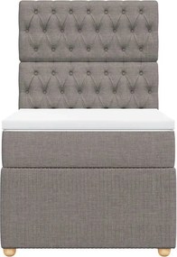 vidaXL Κρεβάτι Boxspring με Στρώμα Taupe 100 x 200 εκ. Υφασμάτινο