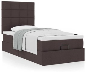 Οθωμανικό κρεβάτι με στρώμα σκούρο καφέ 90x190cm ύφασμα 3313122