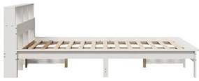 Κρεβάτι Βιβλιοθήκη Χωρίς Στρώμα 120x190 εκ Μασίφ Ξύλο Πεύκου - Λευκό