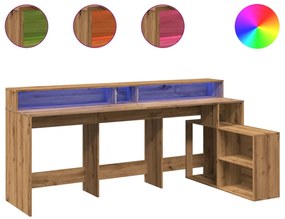 vidaXL Γραφείο με LED Αρτισιανή Δρυς 200x104x91 εκ. Επεξεργασμένο Ξύλο