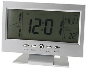 Ψηφιακό Ρολόι Επιτραπέζιο με Ξυπνητήρι DS-8082 Ασημί