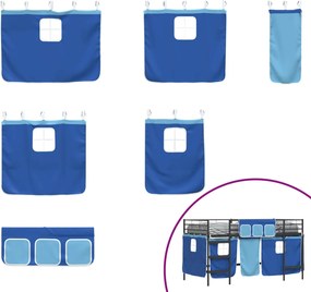 vidaXL Κρεβάτι παιδιών σε δύο επίπεδα με κουρτίνες Μαύρο και μπλε