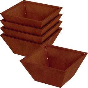 vidaXL Γλάστρα Κήπου 5 τμχ. Σκ rusty 35 x 35 x 15 εκ.