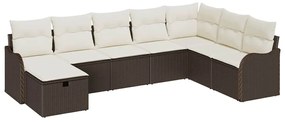 vidaXL Σετ Καναπέ Κήπου με μαξιλάρι 8 pcs Καφέ Πολυ ράταν